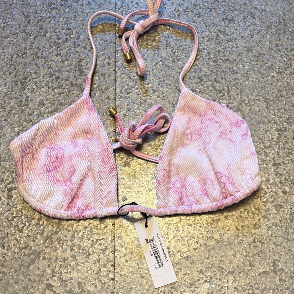 NWT Vitamin A Women’s Bikini Top Pink Tye Dye Size Medium MSRP $90